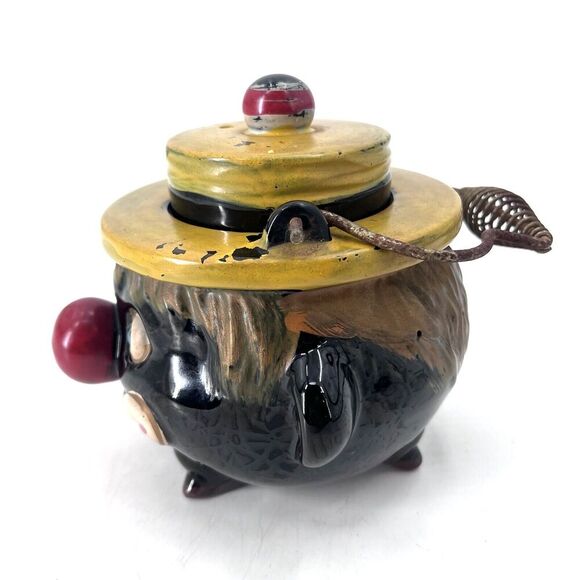 Antique Thames 1940's Redware Clown Teapot - Picture 3 of 10